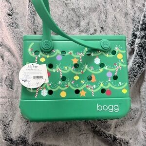 BOGG BAG Festive Green Tote with Holiday Ornaments